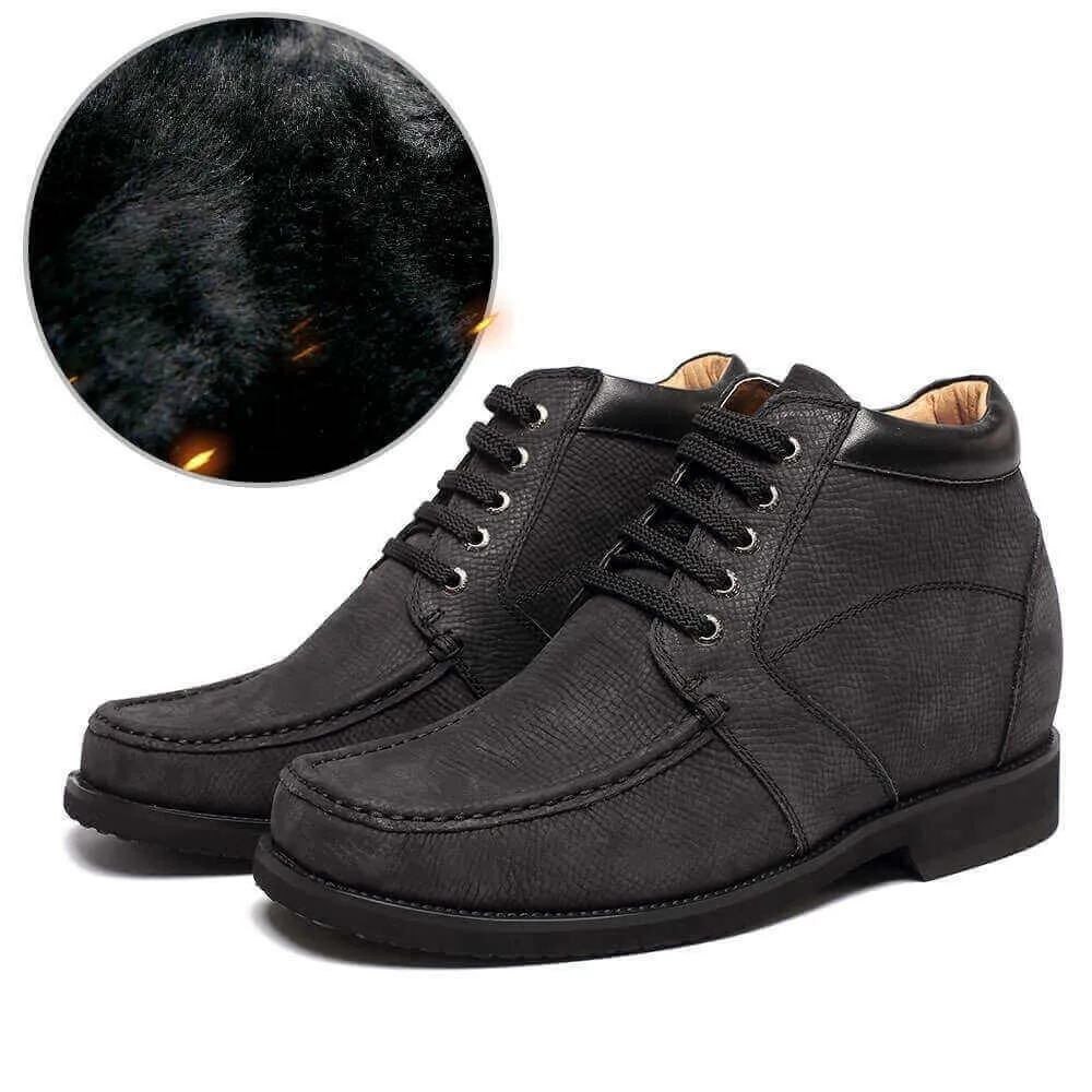 9CM / 3.54 Inches - CMR CHAMARIPA Elevator Boots Height Increasing Cowboy Boots Shoes For Men Fur Lined Warm Winter Boots