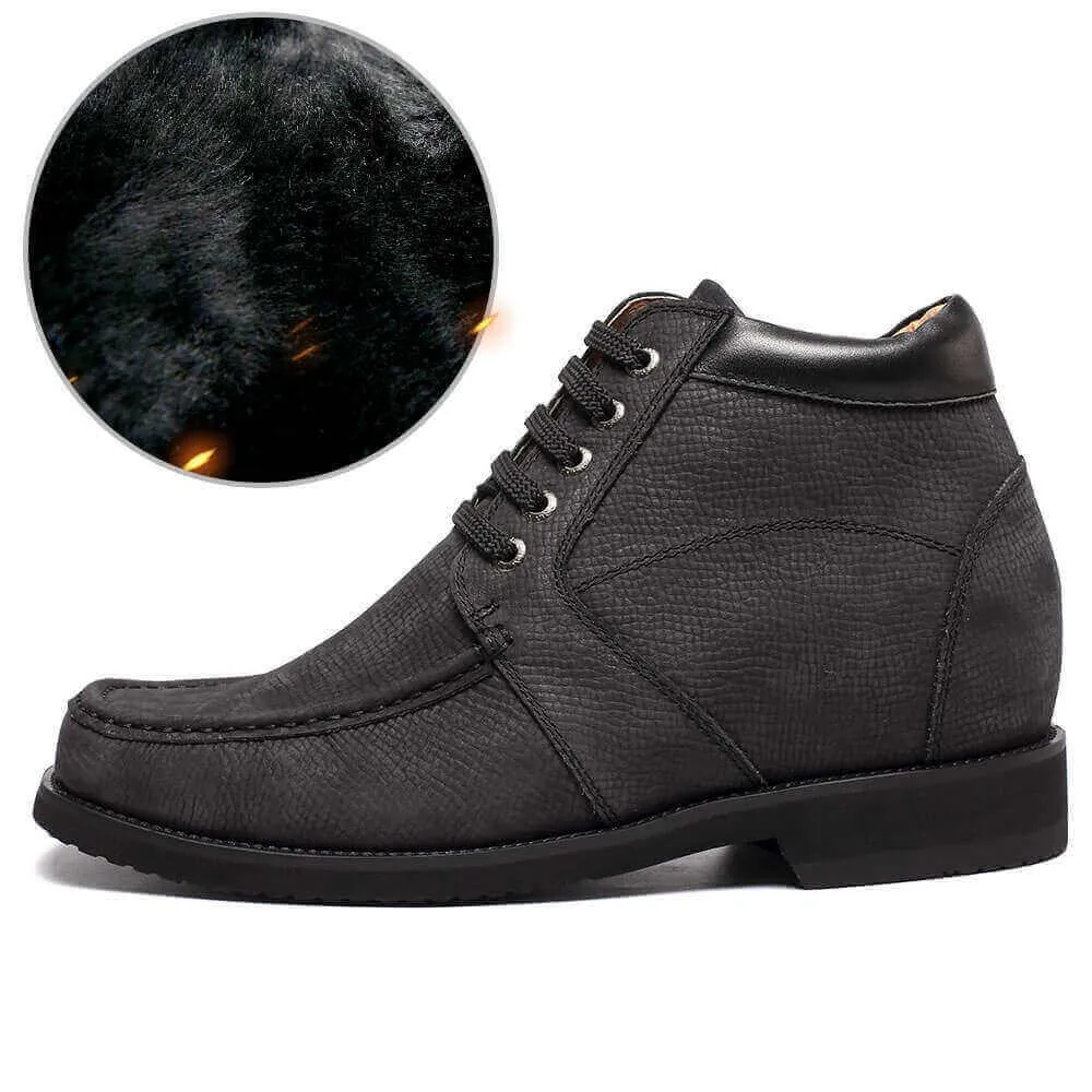 9CM / 3.54 Inches - CMR CHAMARIPA Elevator Boots Height Increasing Cowboy Boots Shoes For Men Fur Lined Warm Winter Boots