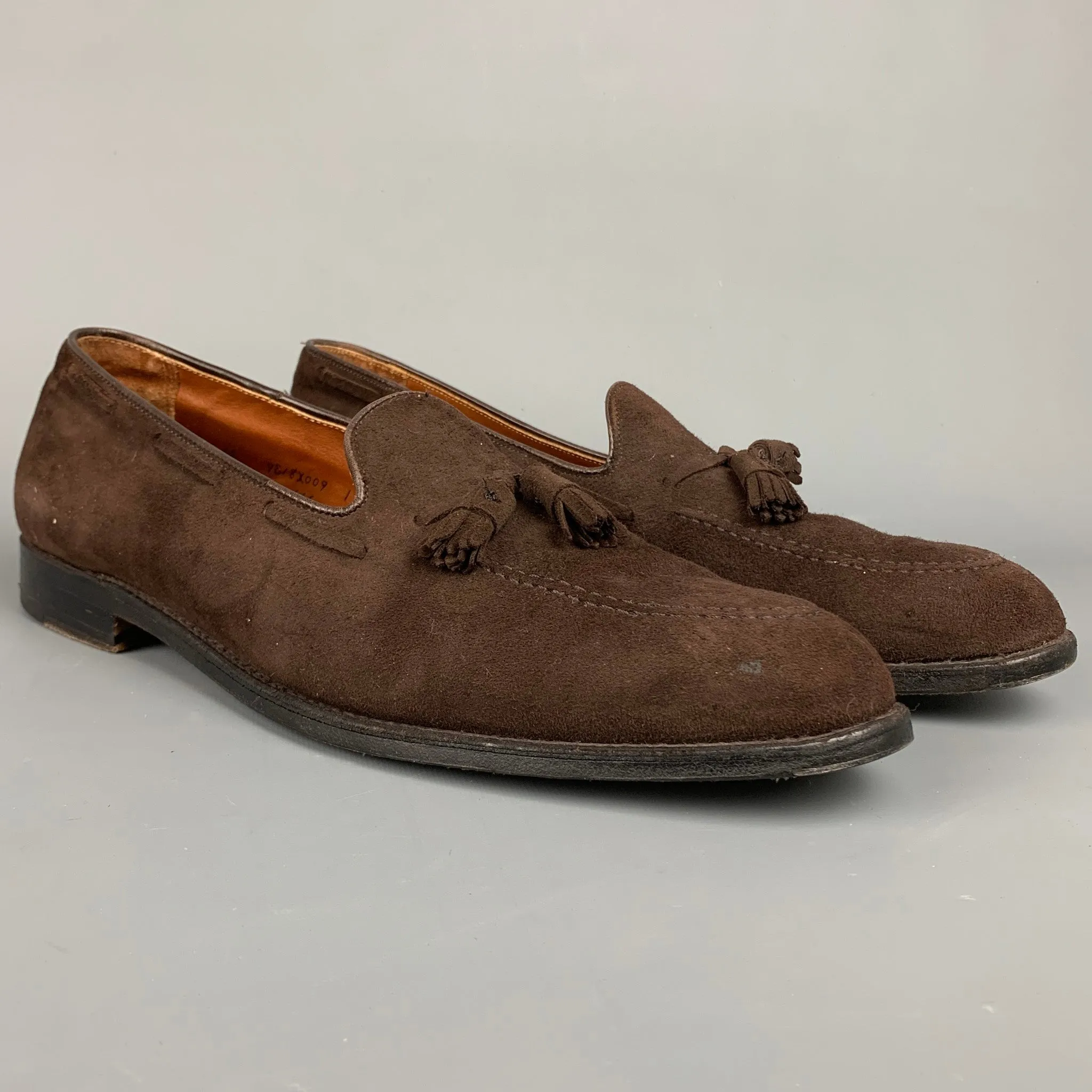 ALDEN 666 Size 15 Brown Suede Leather Slip On Tassel Loafers