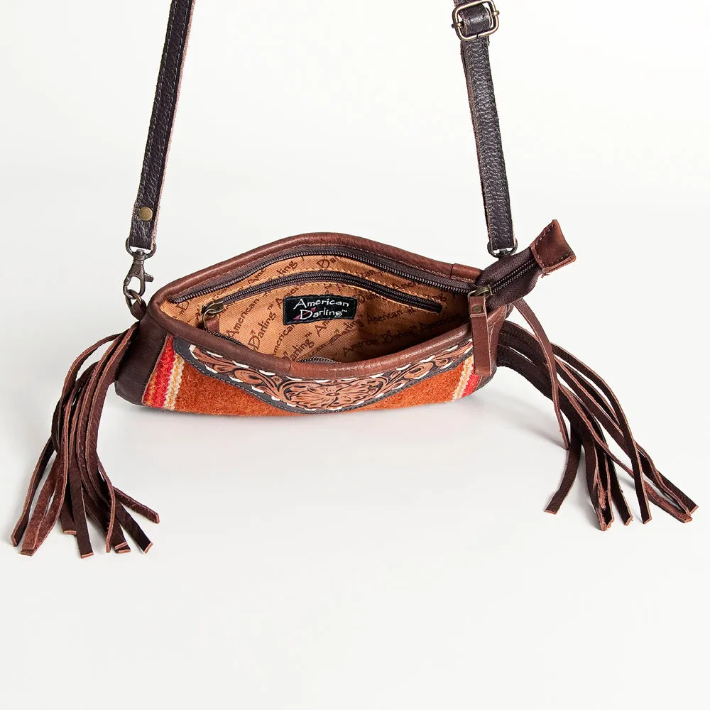 American Darling Small Crossbody Hand Tooled Saddle Blanket Genuine Leather Women Bag Western Handbag Purse