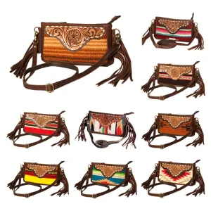 American Darling Small Crossbody Hand Tooled Saddle Blanket Genuine Leather Women Bag Western Handbag Purse