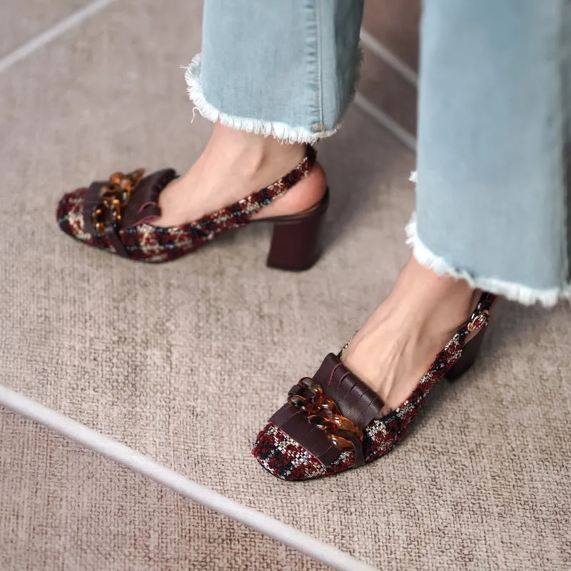 Amy Vintage Slingback Chunky Heels