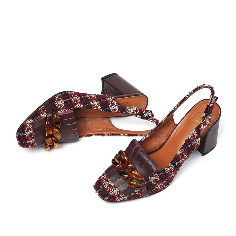 Amy Vintage Slingback Chunky Heels