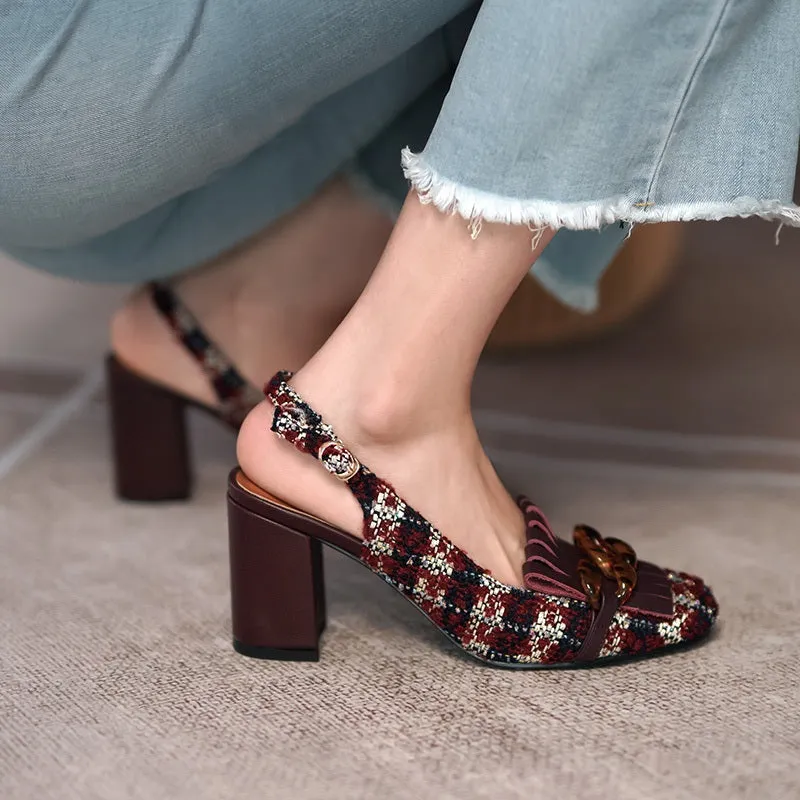 Amy Vintage Slingback Chunky Heels
