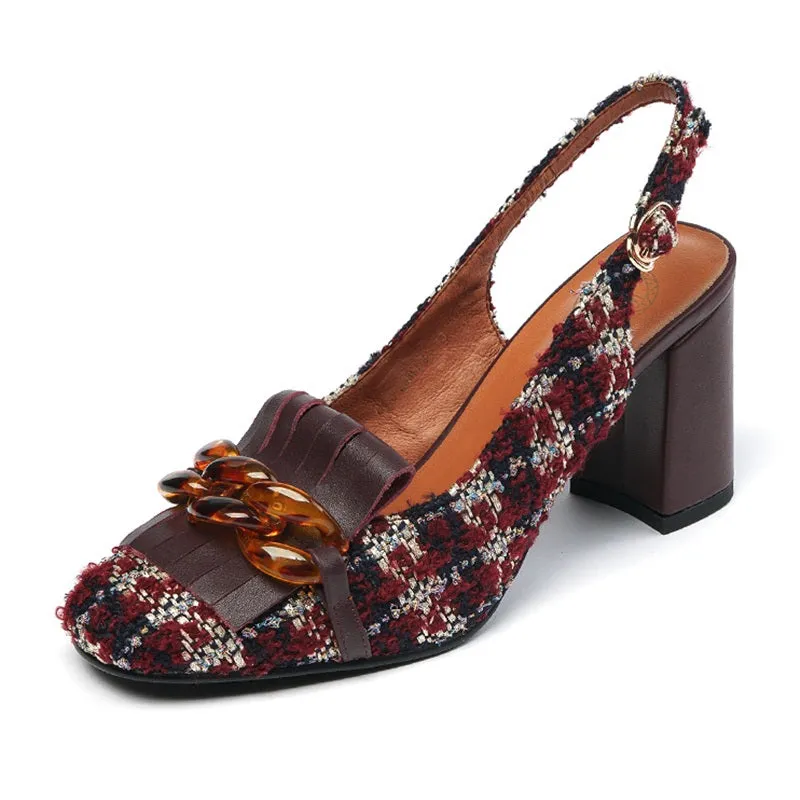 Amy Vintage Slingback Chunky Heels