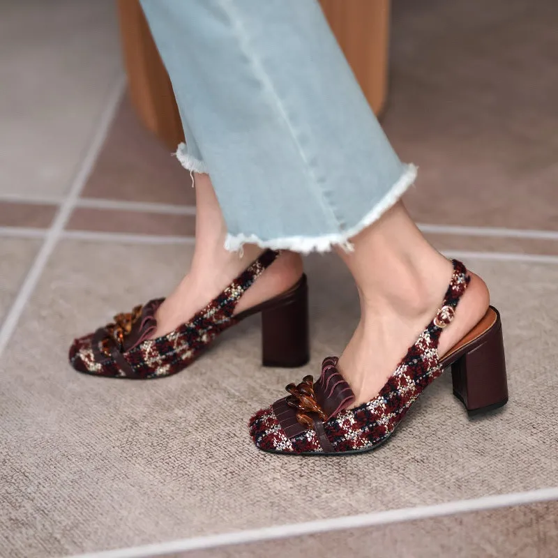 Amy Vintage Slingback Chunky Heels