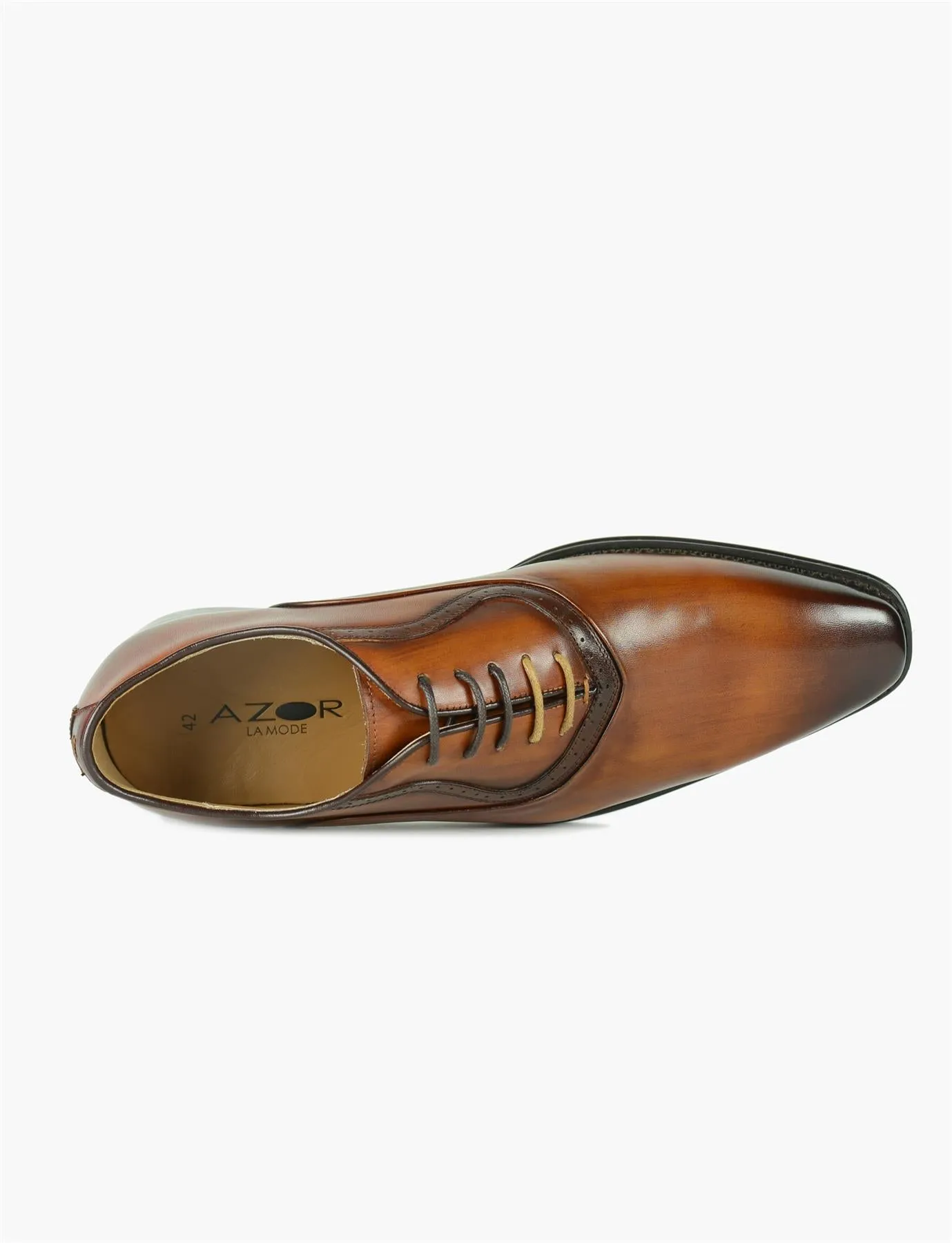 Azor Mens Geneva Formal Leather Lace Up Shoes in Tan 7 to 12