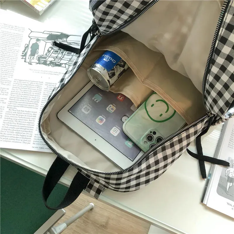 binfenxie School Backpacks Plaid Pattern Women's Backpack Fashion College Students School Bags for Girls Teenager Casual Female Schoolbag