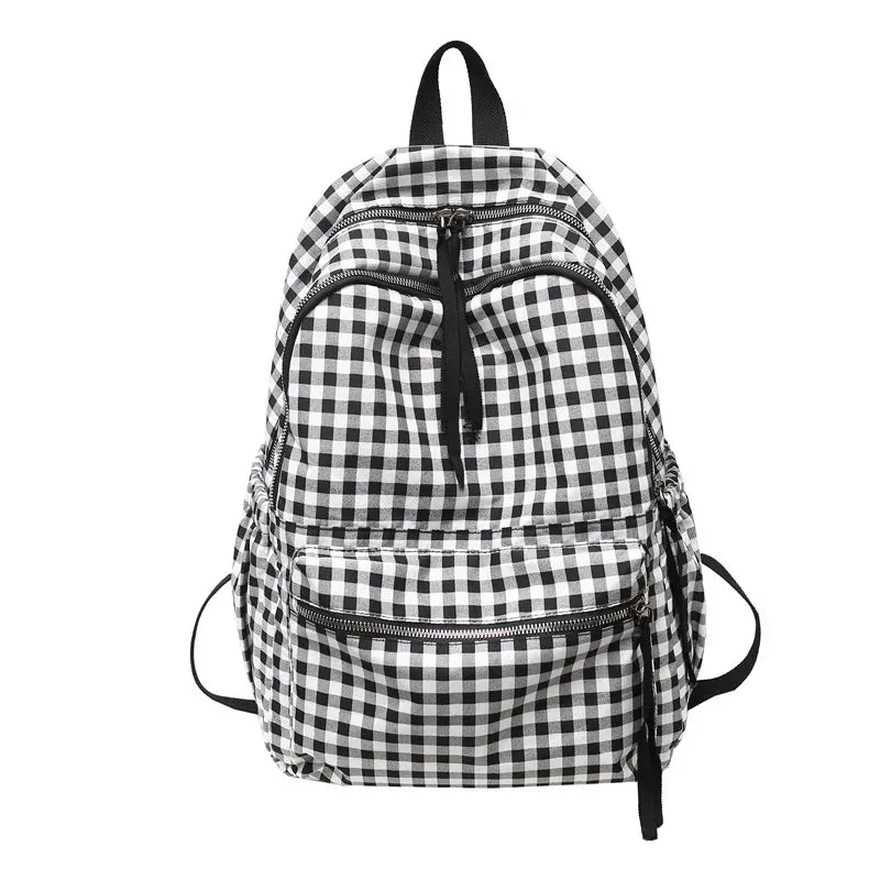 binfenxie School Backpacks Plaid Pattern Women's Backpack Fashion College Students School Bags for Girls Teenager Casual Female Schoolbag