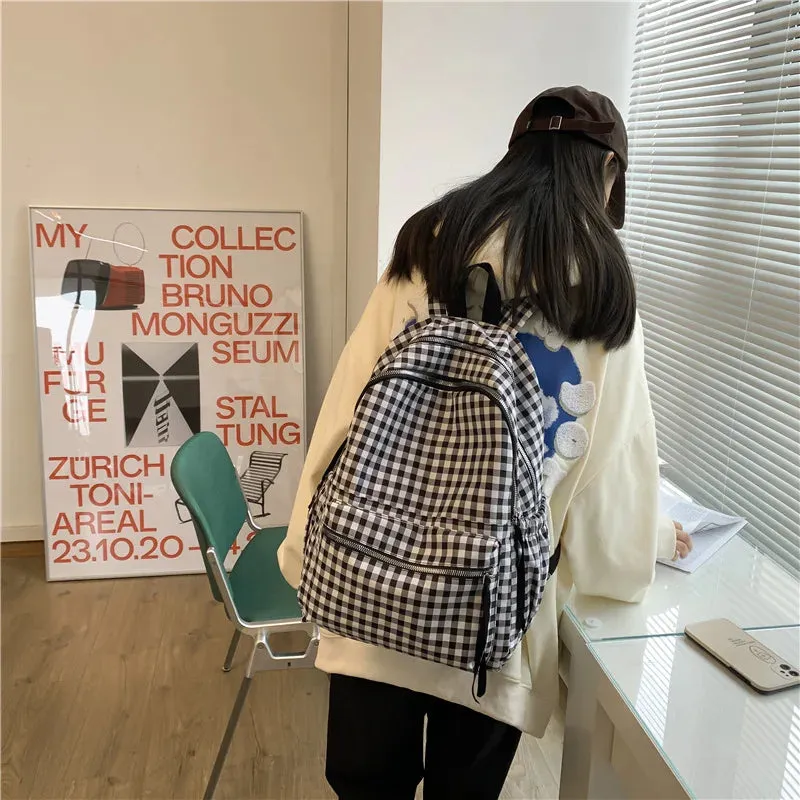 binfenxie School Backpacks Plaid Pattern Women's Backpack Fashion College Students School Bags for Girls Teenager Casual Female Schoolbag
