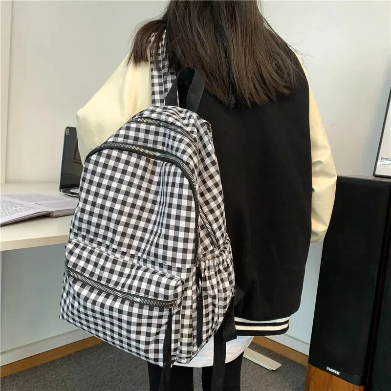 binfenxie School Backpacks Plaid Pattern Women's Backpack Fashion College Students School Bags for Girls Teenager Casual Female Schoolbag