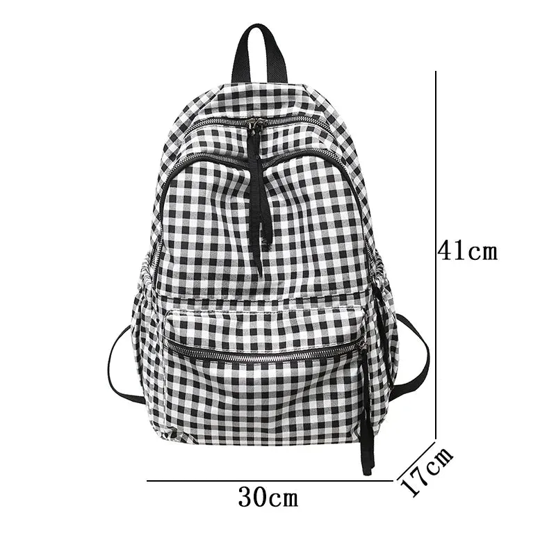 binfenxie School Backpacks Plaid Pattern Women's Backpack Fashion College Students School Bags for Girls Teenager Casual Female Schoolbag