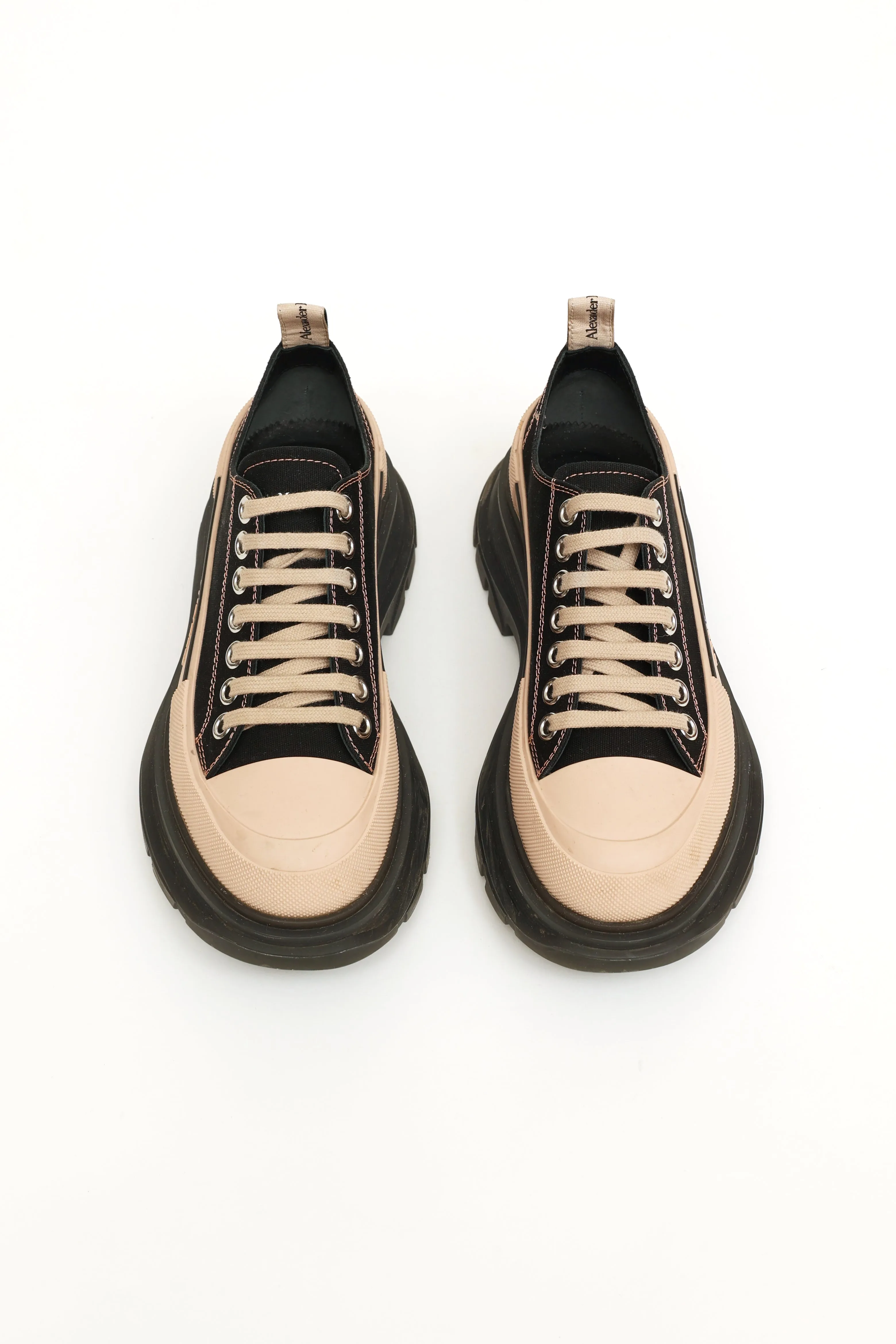 Black & Cream Tread Slick Lace Up Sneaker