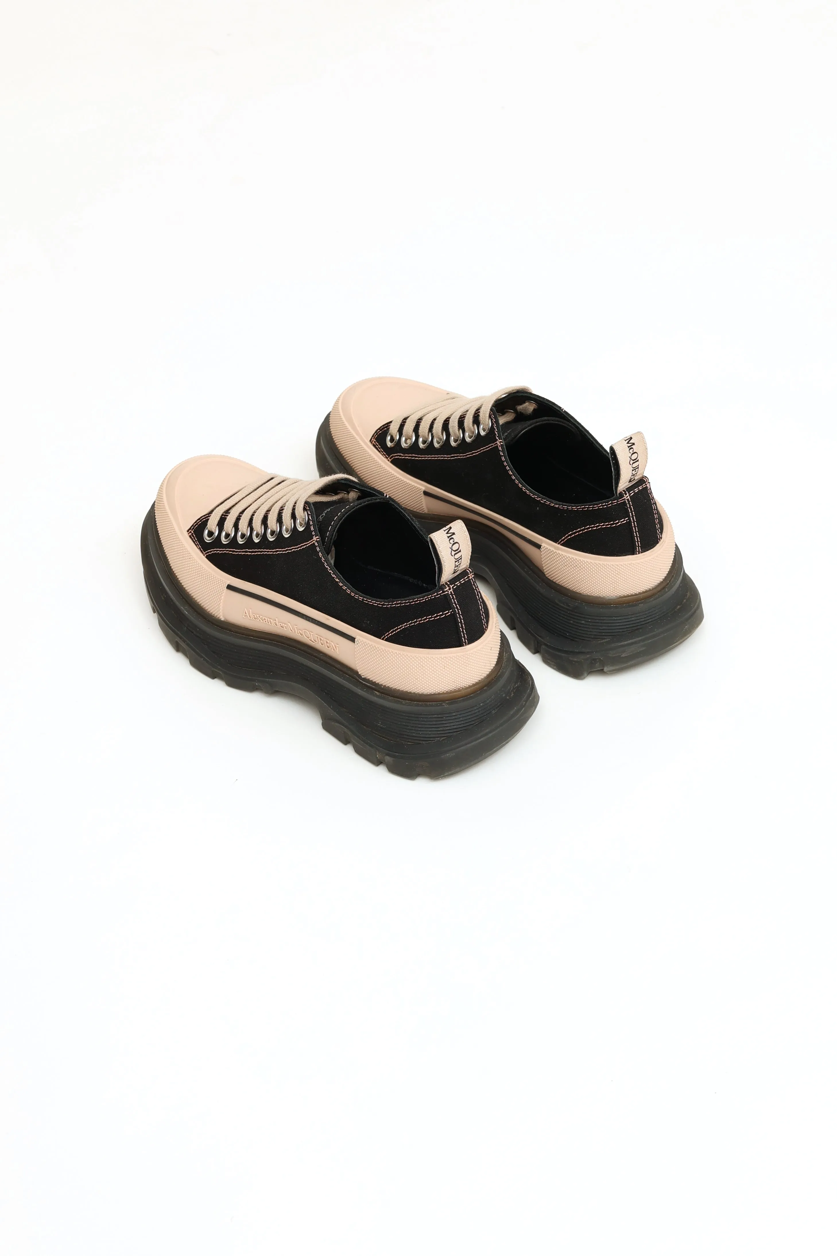 Black & Cream Tread Slick Lace Up Sneaker