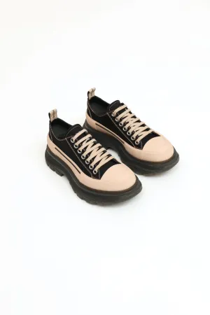 Black & Cream Tread Slick Lace Up Sneaker