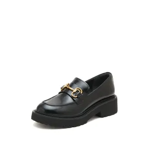 Black Leather Horsebit Loafers