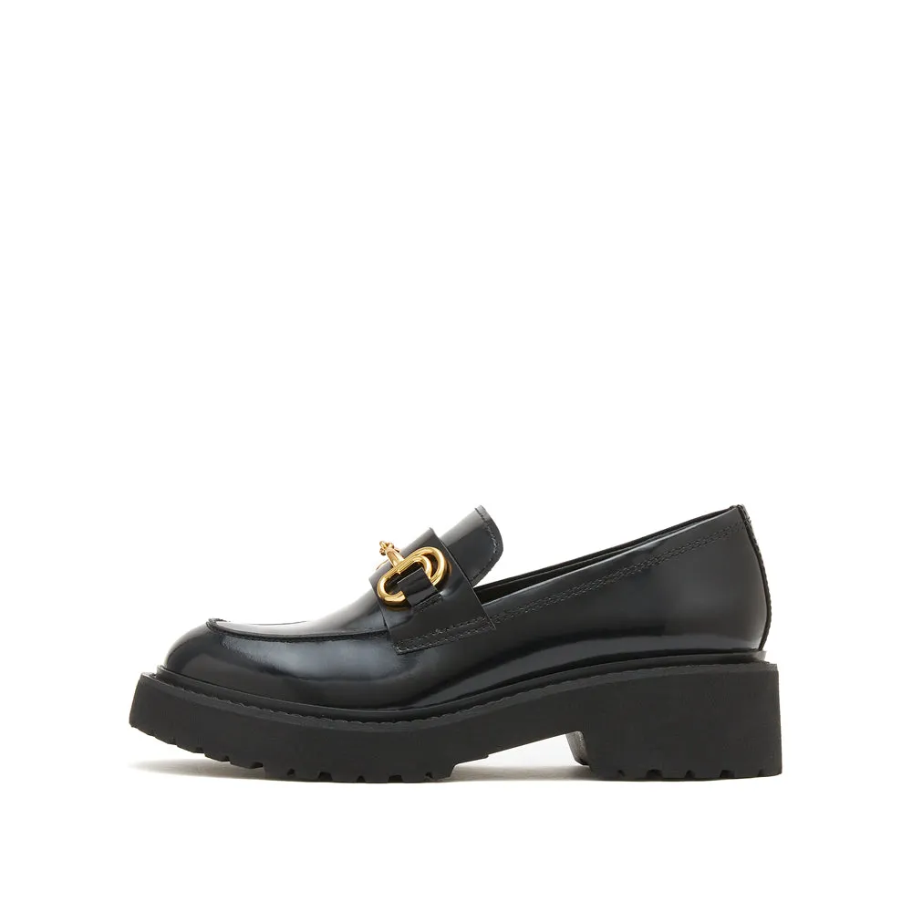 Black Leather Horsebit Loafers