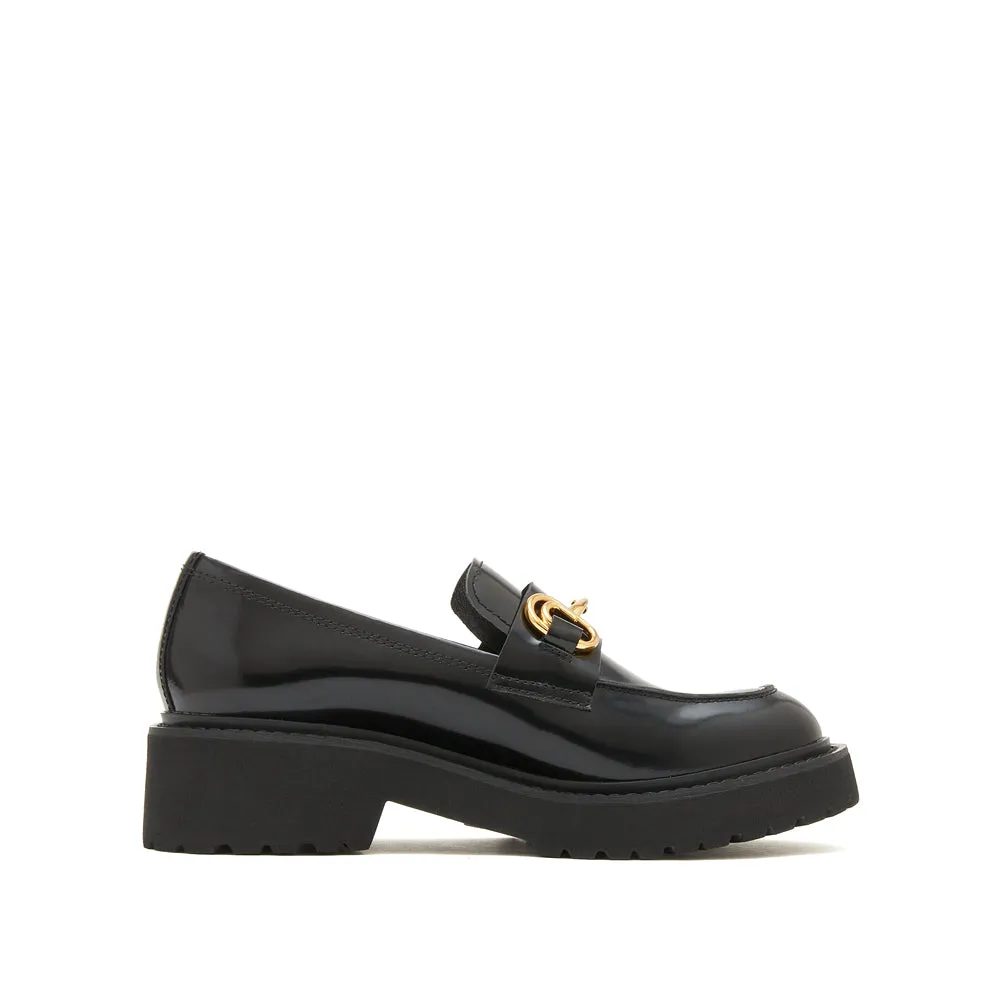 Black Leather Horsebit Loafers