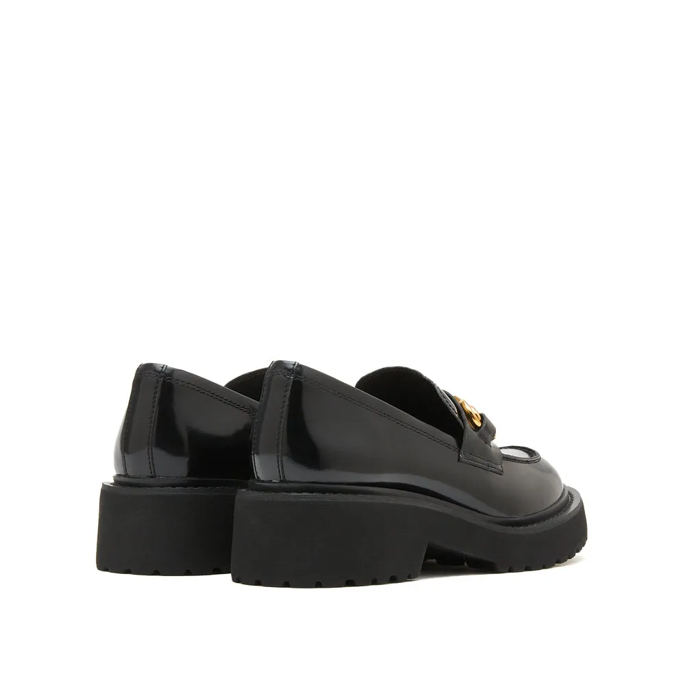 Black Leather Horsebit Loafers