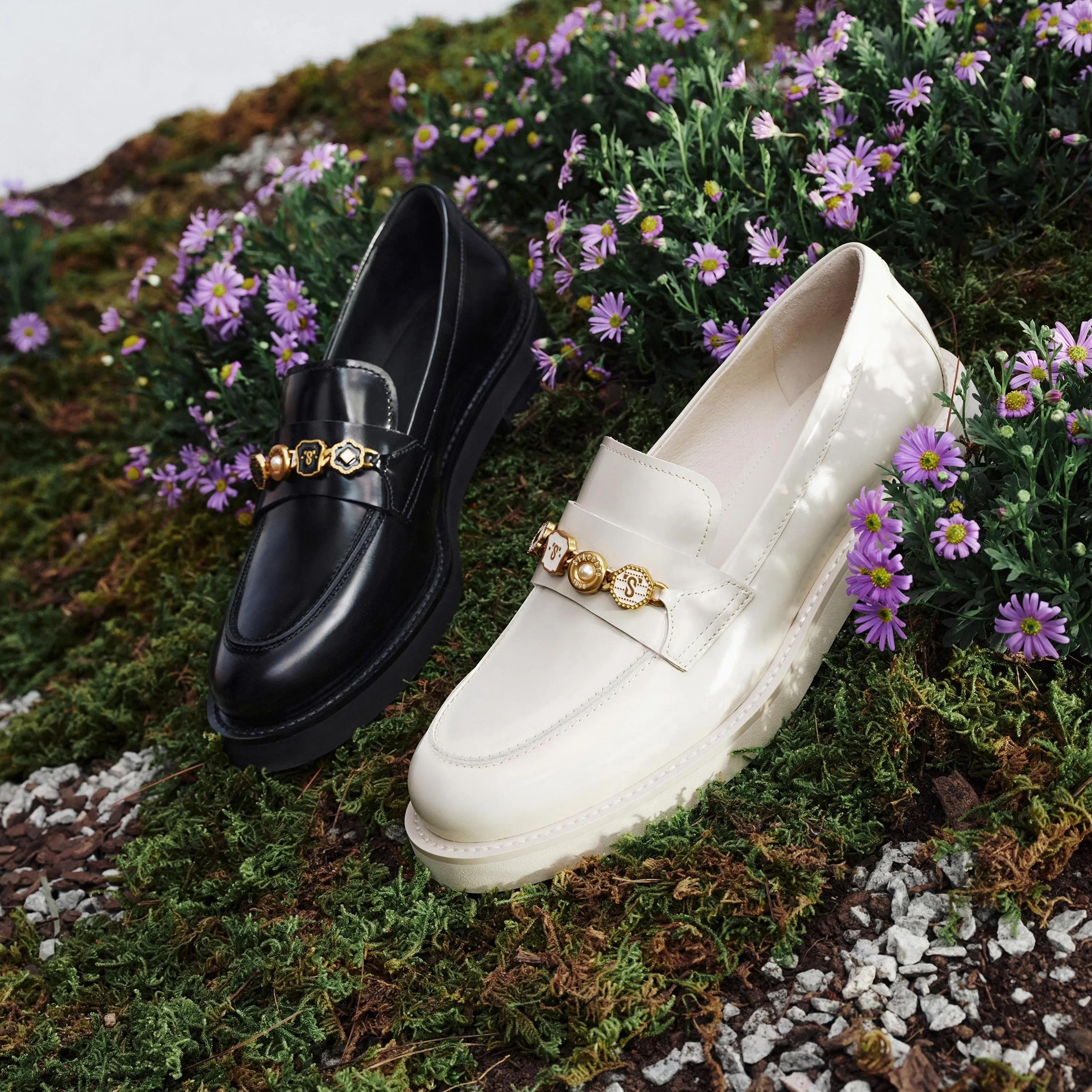 Black Signature Charms Leather Loafers
