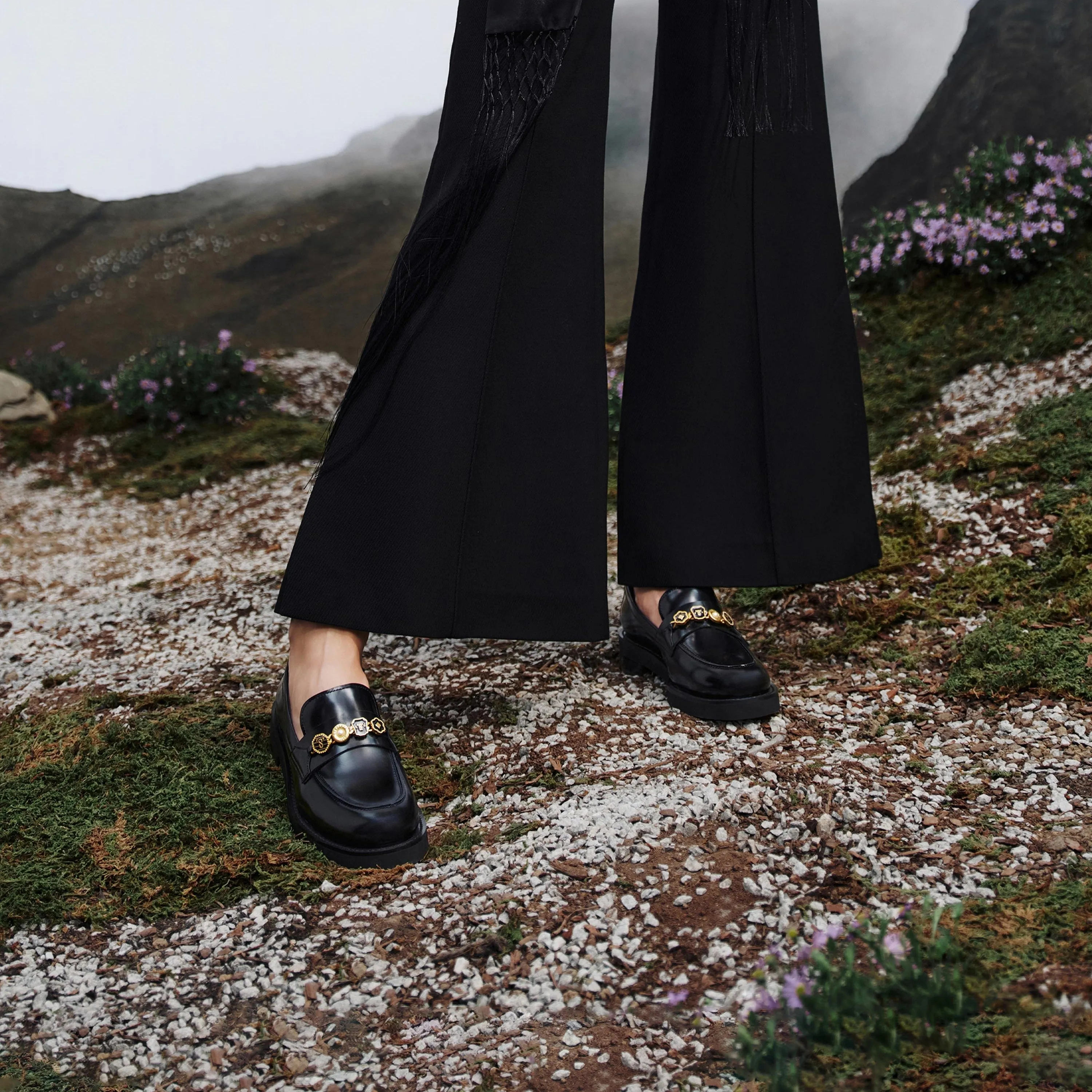 Black Signature Charms Leather Loafers