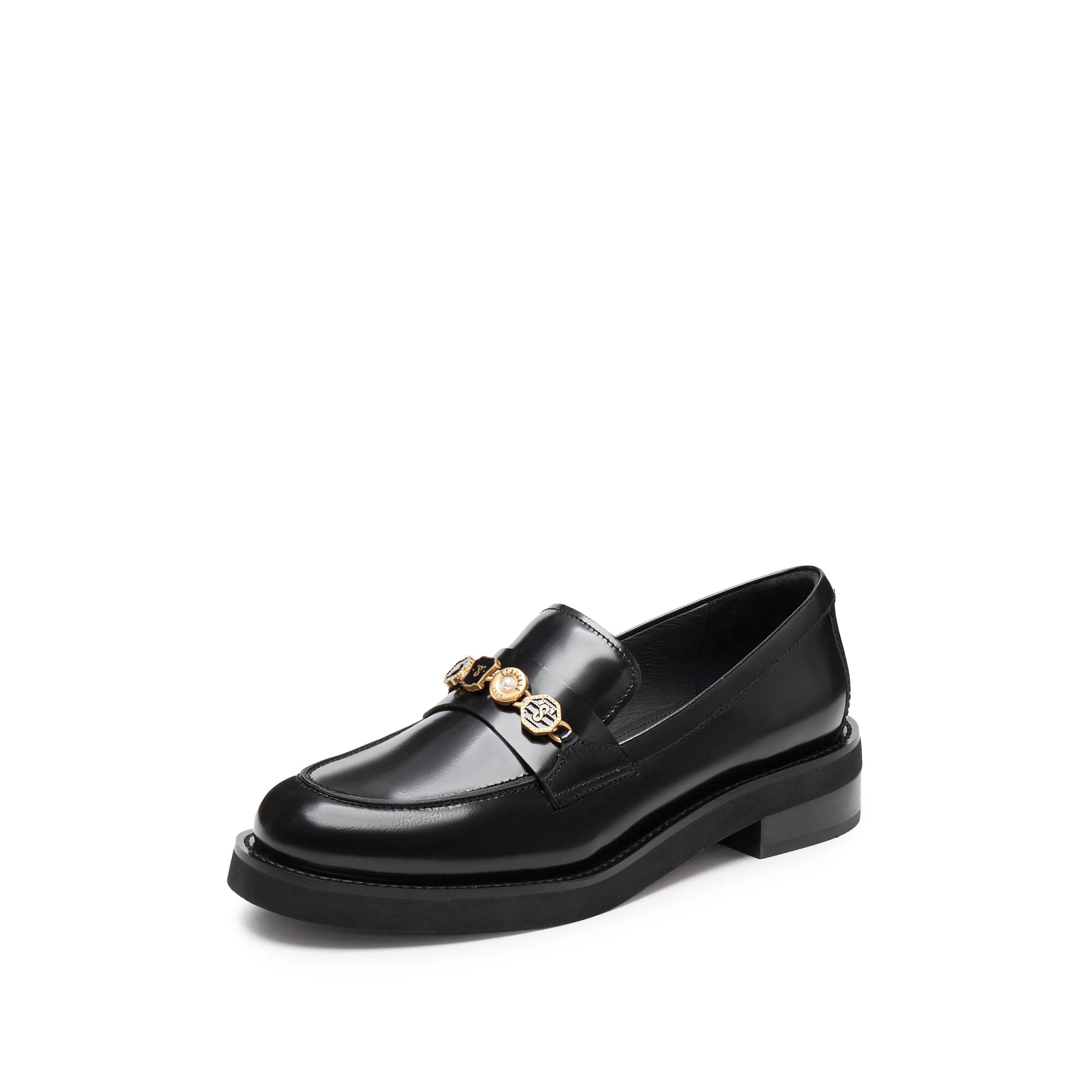 Black Signature Charms Leather Loafers
