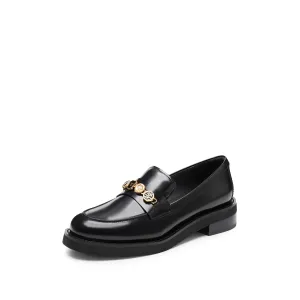Black Signature Charms Leather Loafers