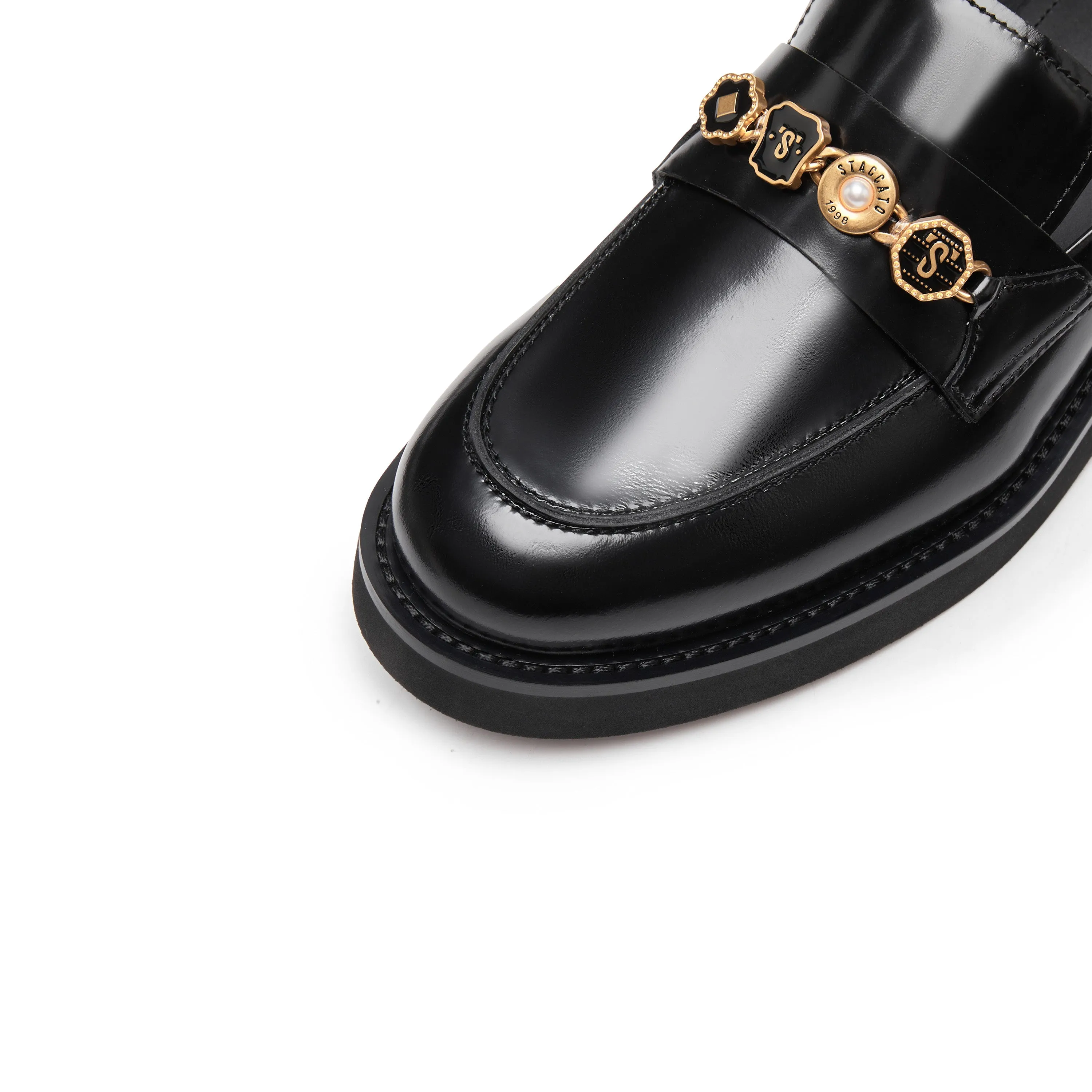 Black Signature Charms Leather Loafers