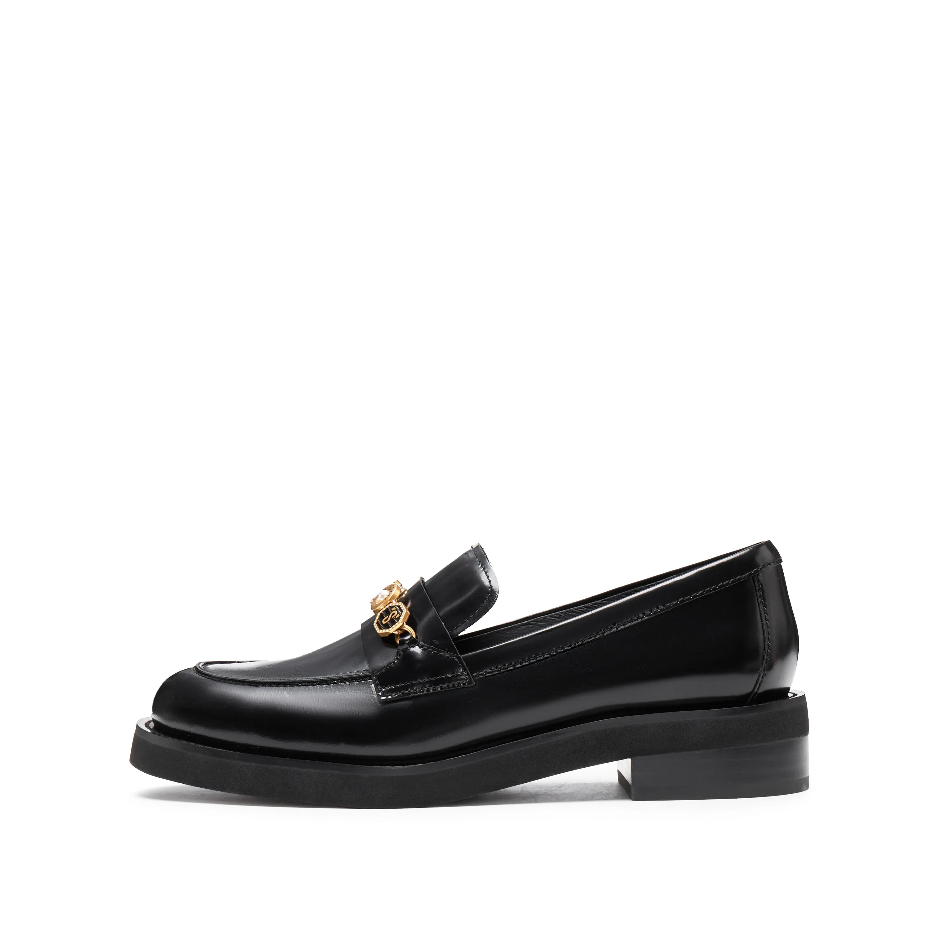Black Signature Charms Leather Loafers