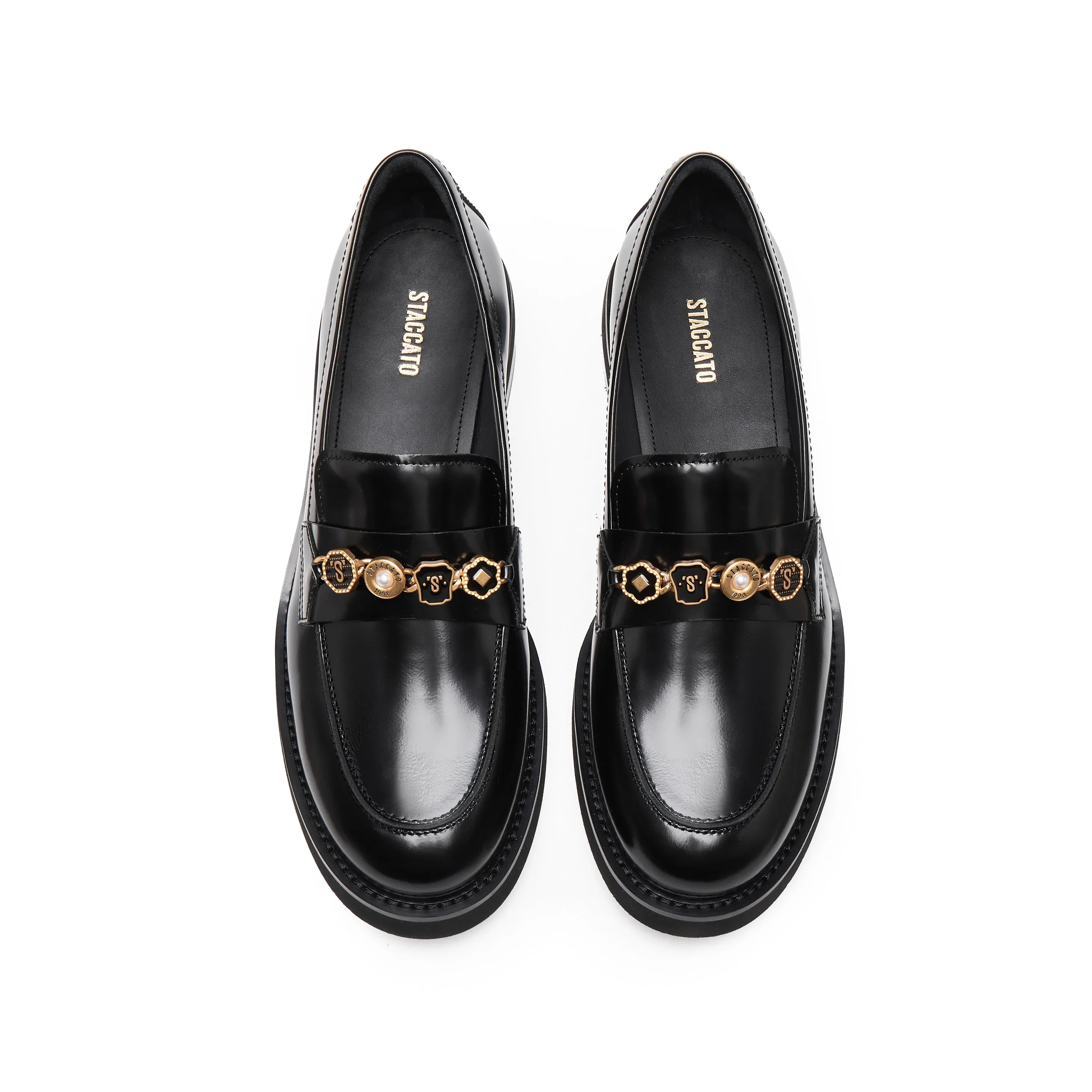 Black Signature Charms Leather Loafers
