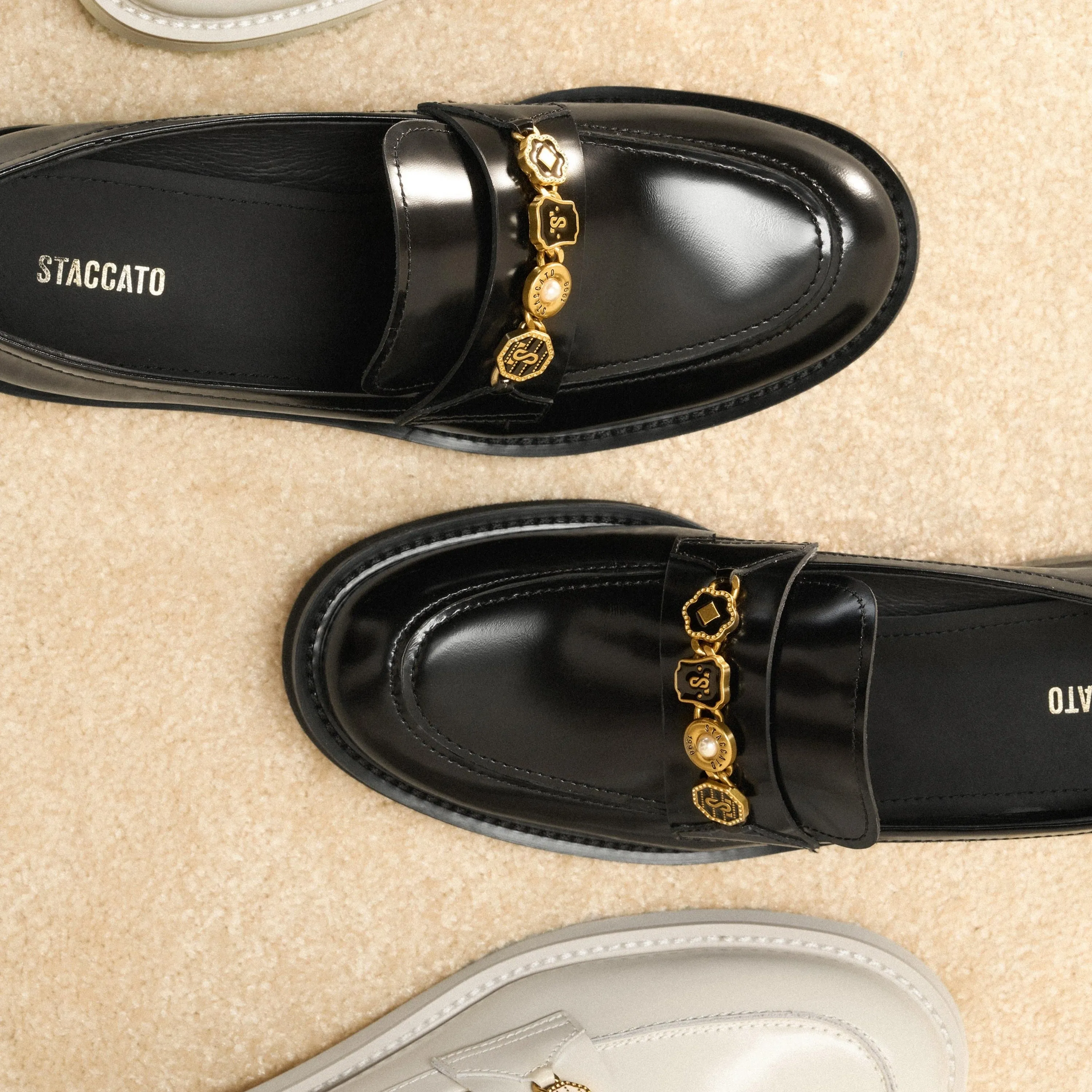 Black Signature Charms Leather Loafers