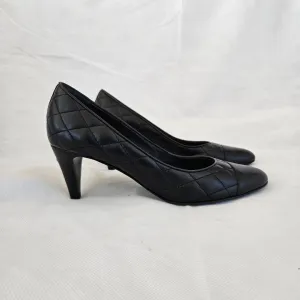 Chanel Black Quilted Heel Pumps, 38.5C