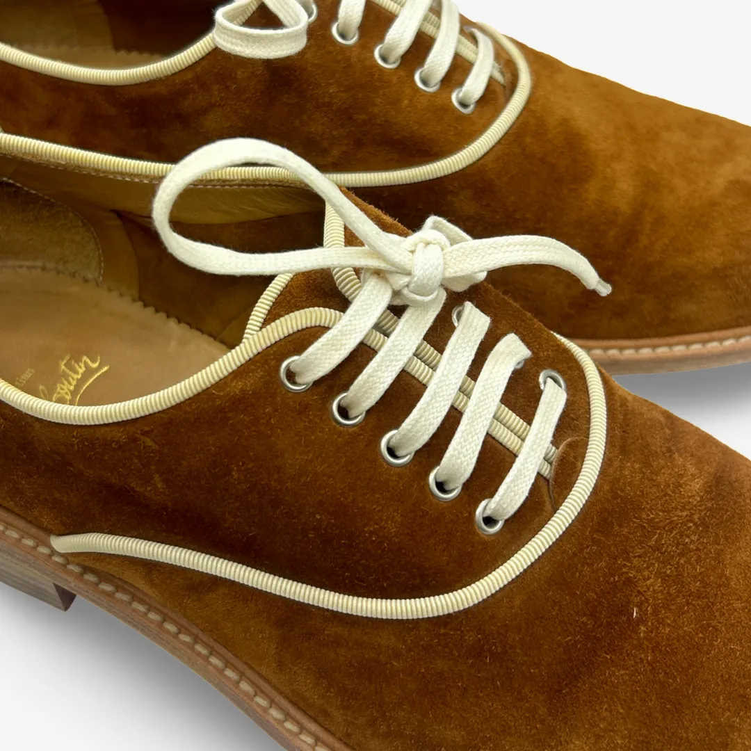 Christian Louboutin Women's Camel Brown Suede Oxford Shoes