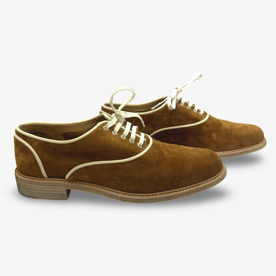 Christian Louboutin Women's Camel Brown Suede Oxford Shoes