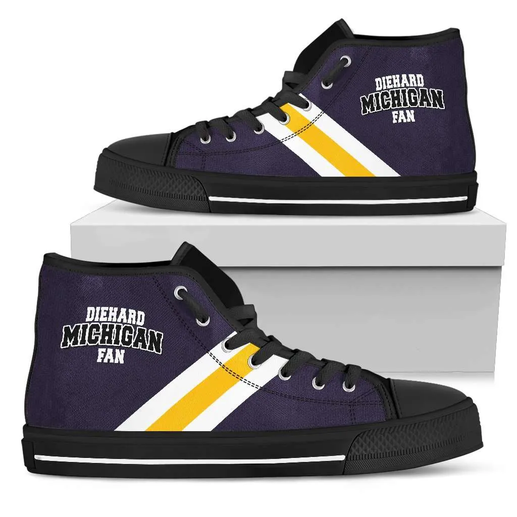 Diehard Michigan Fan Canvas High Top Shoes - Blue and Gold