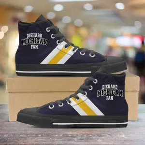 Diehard Michigan Fan Canvas High Top Shoes - Blue and Gold