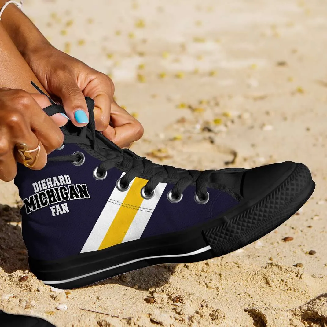 Diehard Michigan Fan Canvas High Top Shoes - Blue and Gold