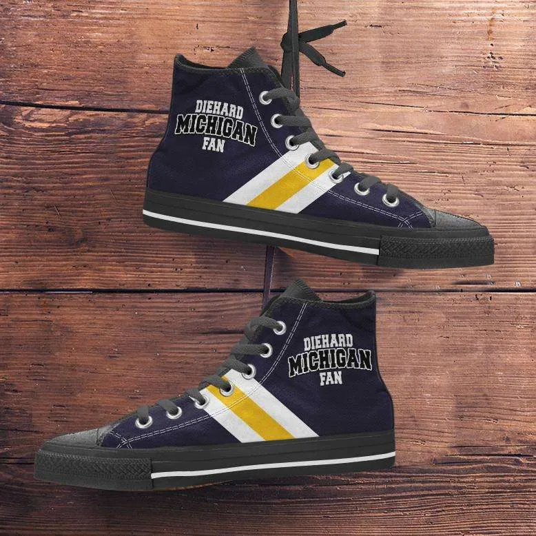 Diehard Michigan Fan Canvas High Top Shoes - Blue and Gold