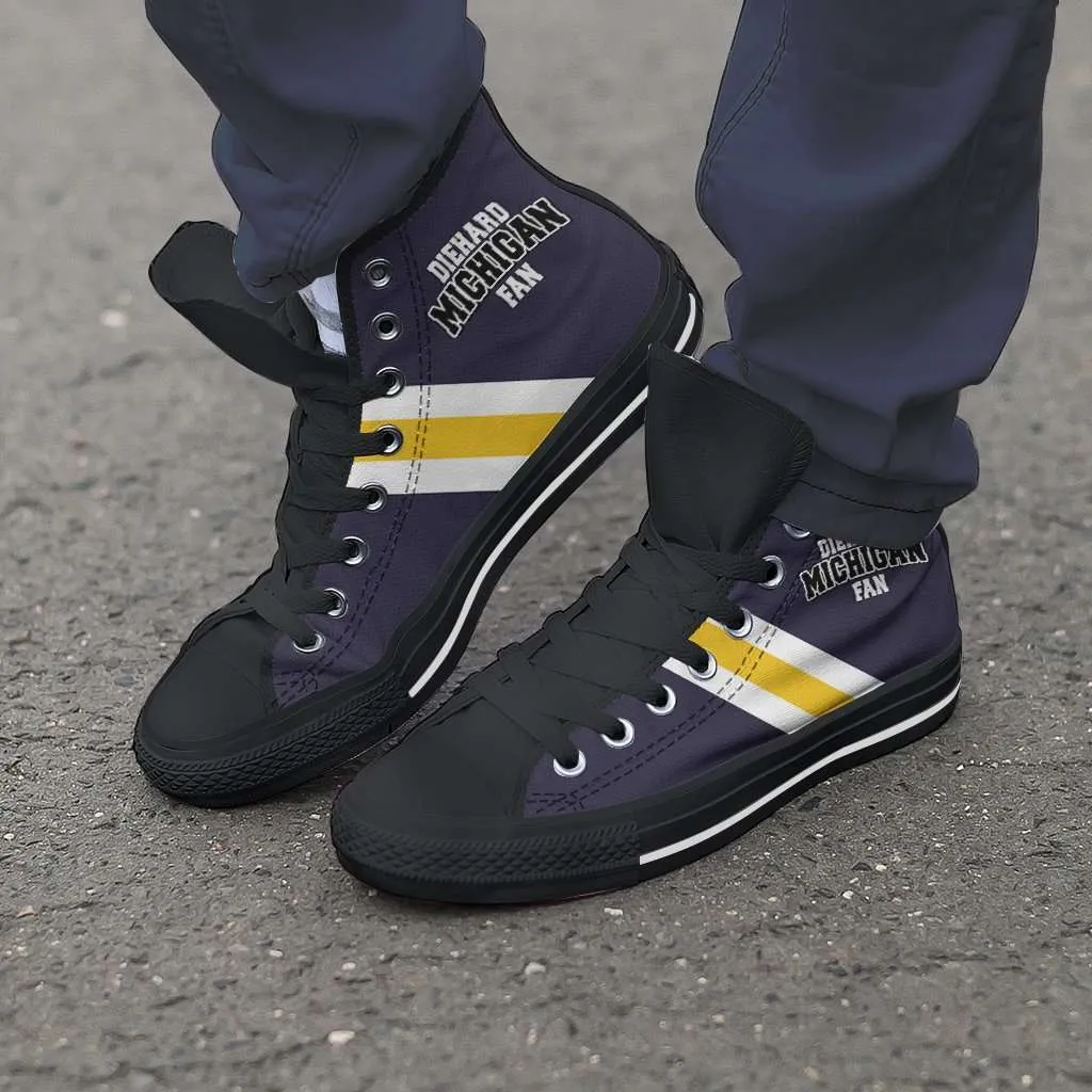 Diehard Michigan Fan Canvas High Top Shoes - Blue and Gold