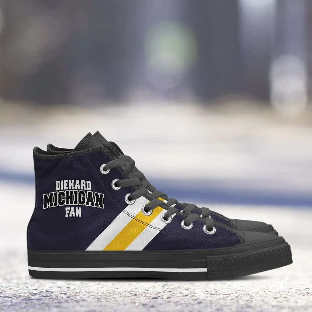 Diehard Michigan Fan Canvas High Top Shoes - Blue and Gold