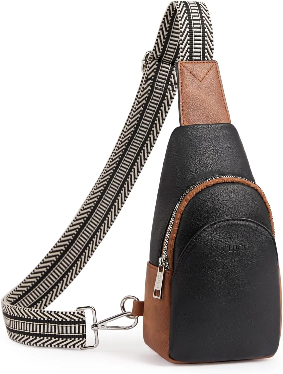 Faux Leather Leopard Black Crossbody Travel Sling Bag