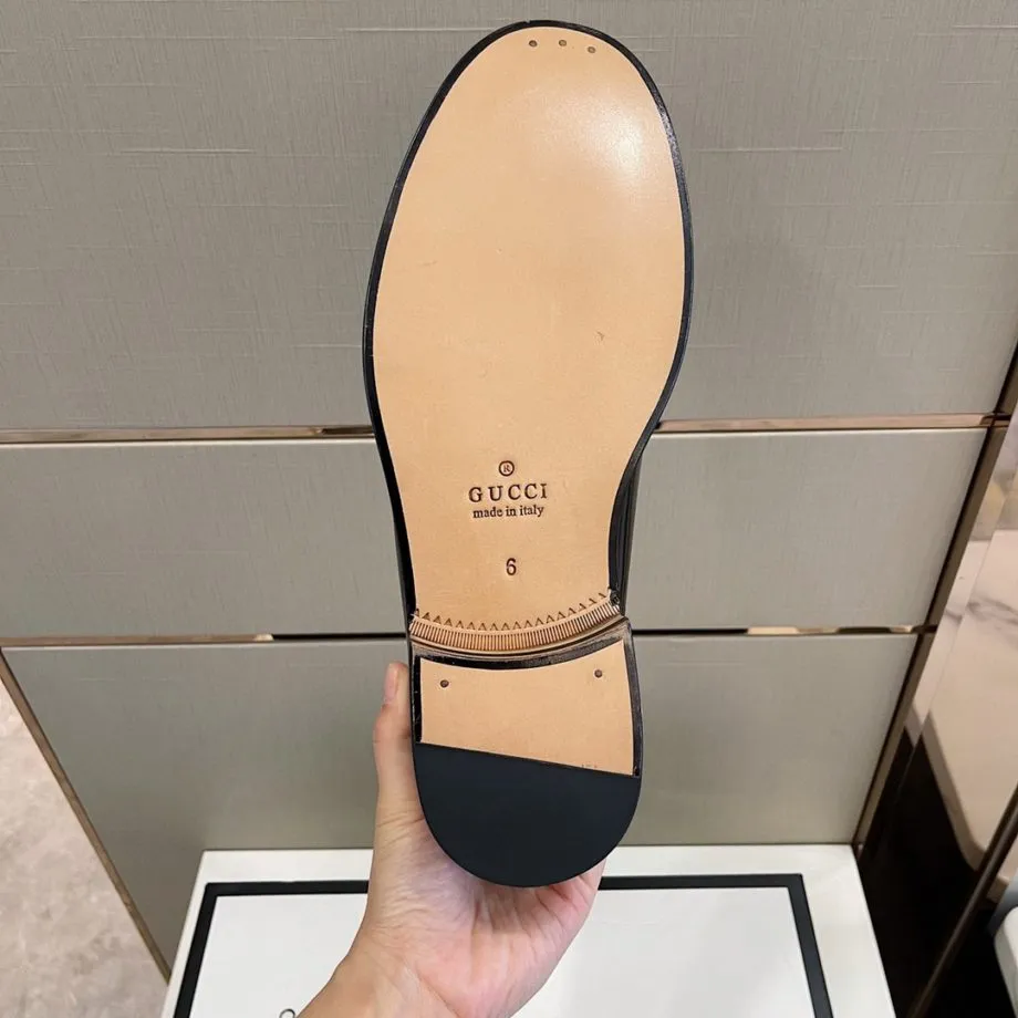 GCI Men's GG Loafers Horsebit Black And Beige For Men 699501