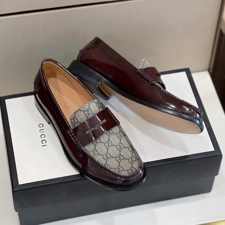 GCI Men's GG Loafers Horsebit Brown And Beige For Men 699501