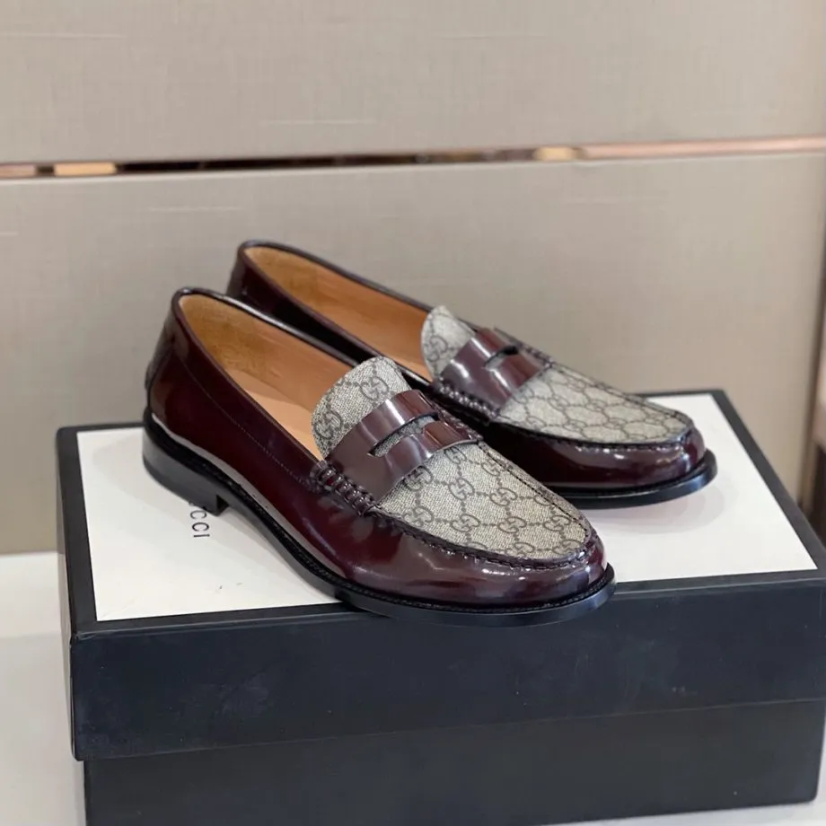 GCI Men's GG Loafers Horsebit Brown And Beige For Men 699501
