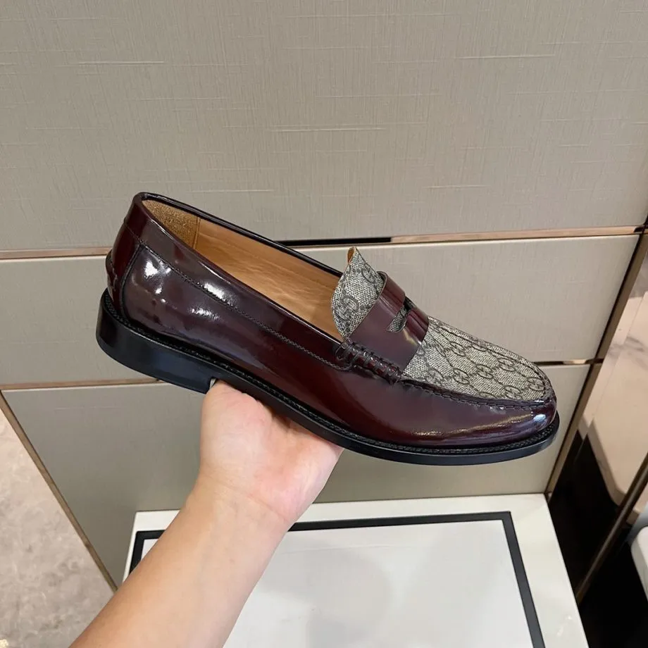 GCI Men's GG Loafers Horsebit Brown And Beige For Men 699501