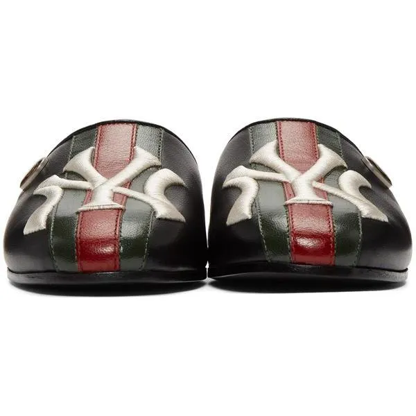 Gucci Black NY Yankees Edition Flamel Patch Slippers