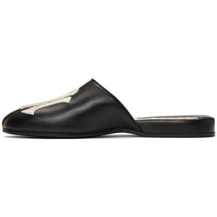 Gucci Black NY Yankees Edition Flamel Patch Slippers