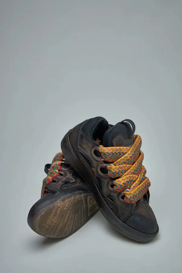 Lanvin Black Curb Leather Sneakers