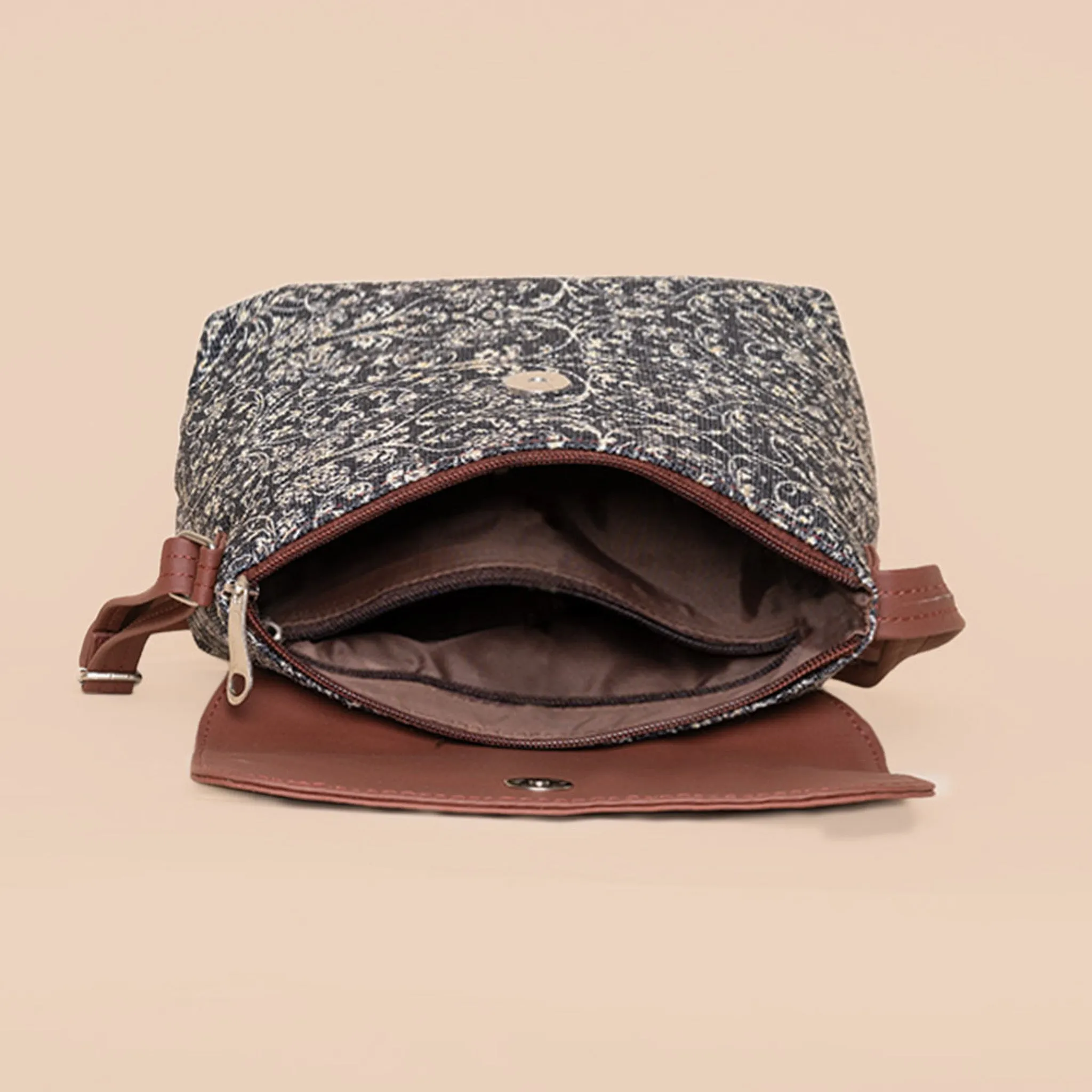 Lattice Lace Flap Sling Bag