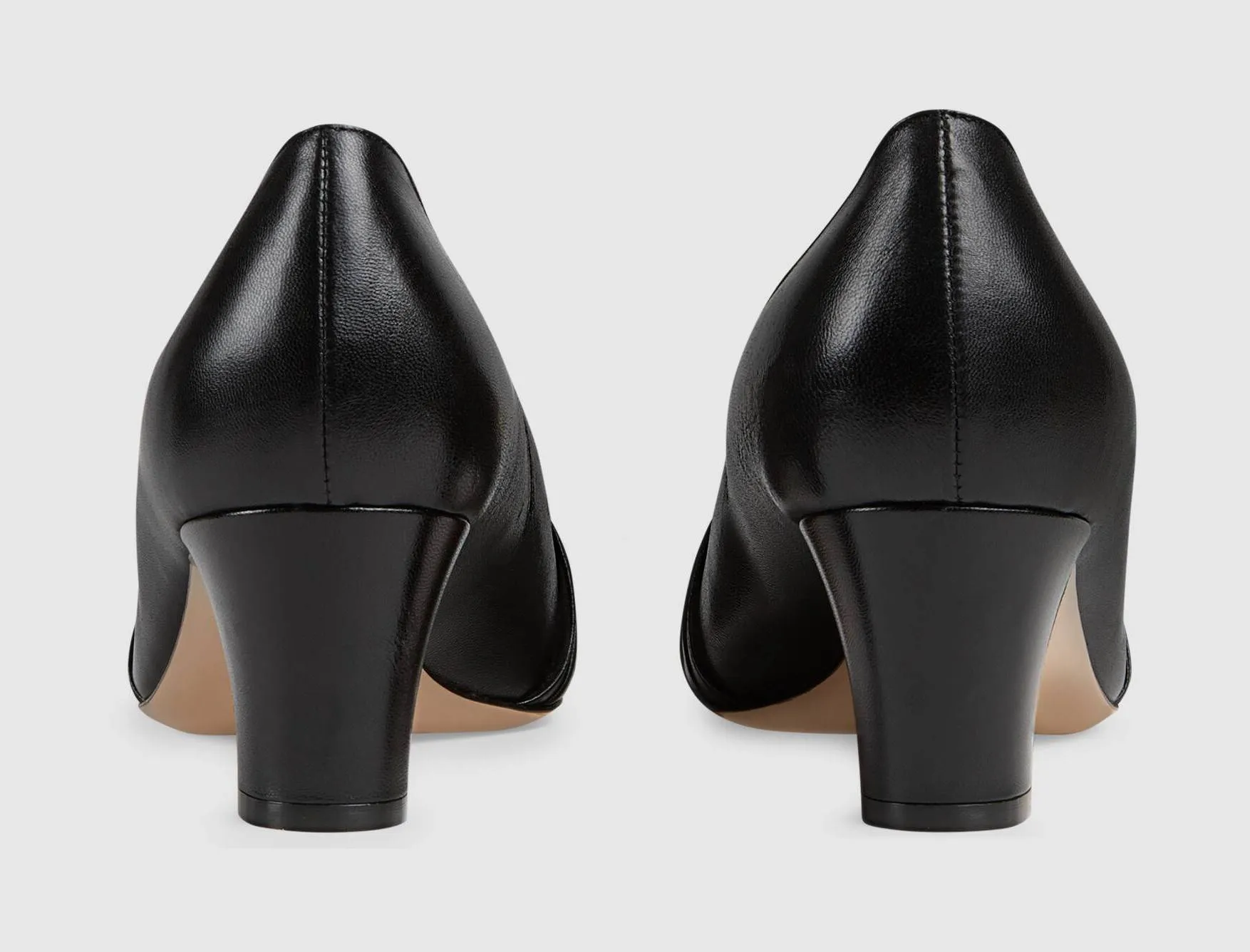Leather Mid-Heel Pump with Half Moon GG